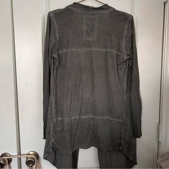 Pete+Greta Johnny Was draped comfy charcoal lightweight cotton cardigan snap - Picture 3 of 8